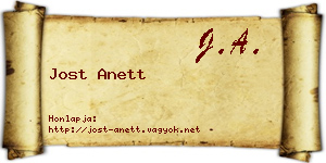 Jost Anett névjegykártya